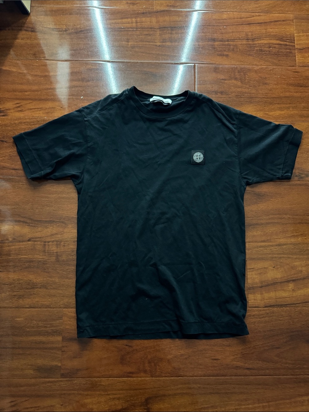 Stone Island Black Short Sleeve Crew Tee with Chest Badge